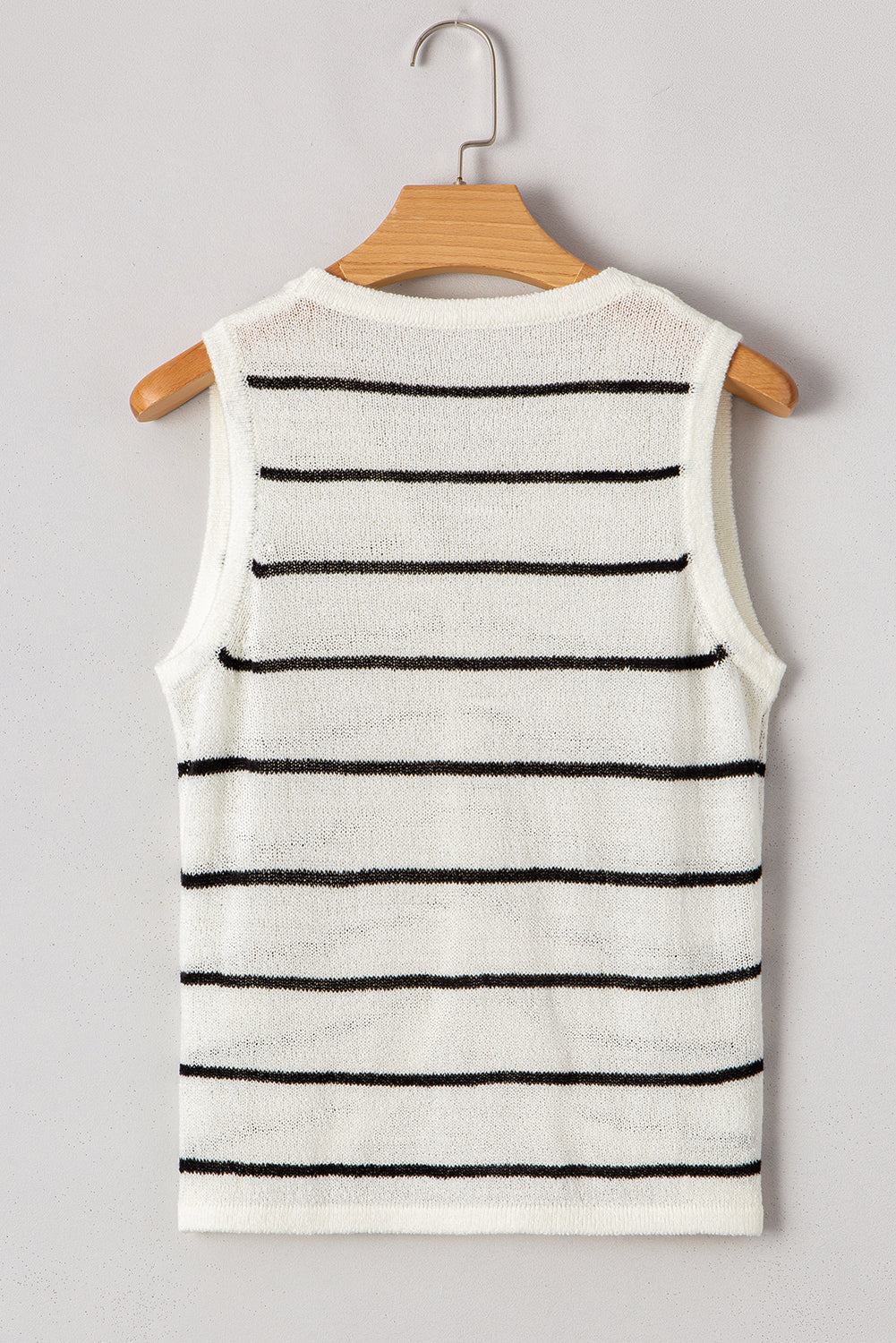 Black Stripe Buttoned V Neck Slim Fit Knit Vest