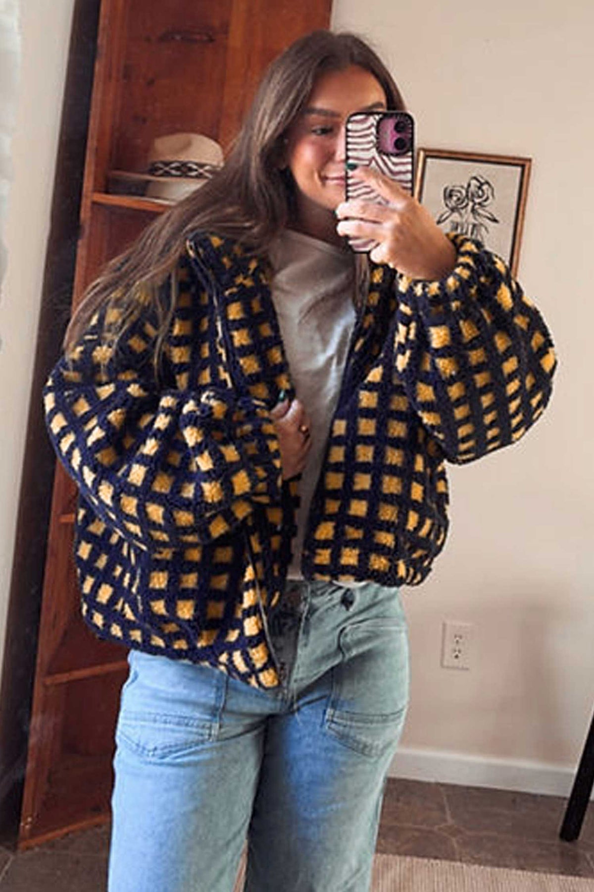 Plaid Sherpa Jacket