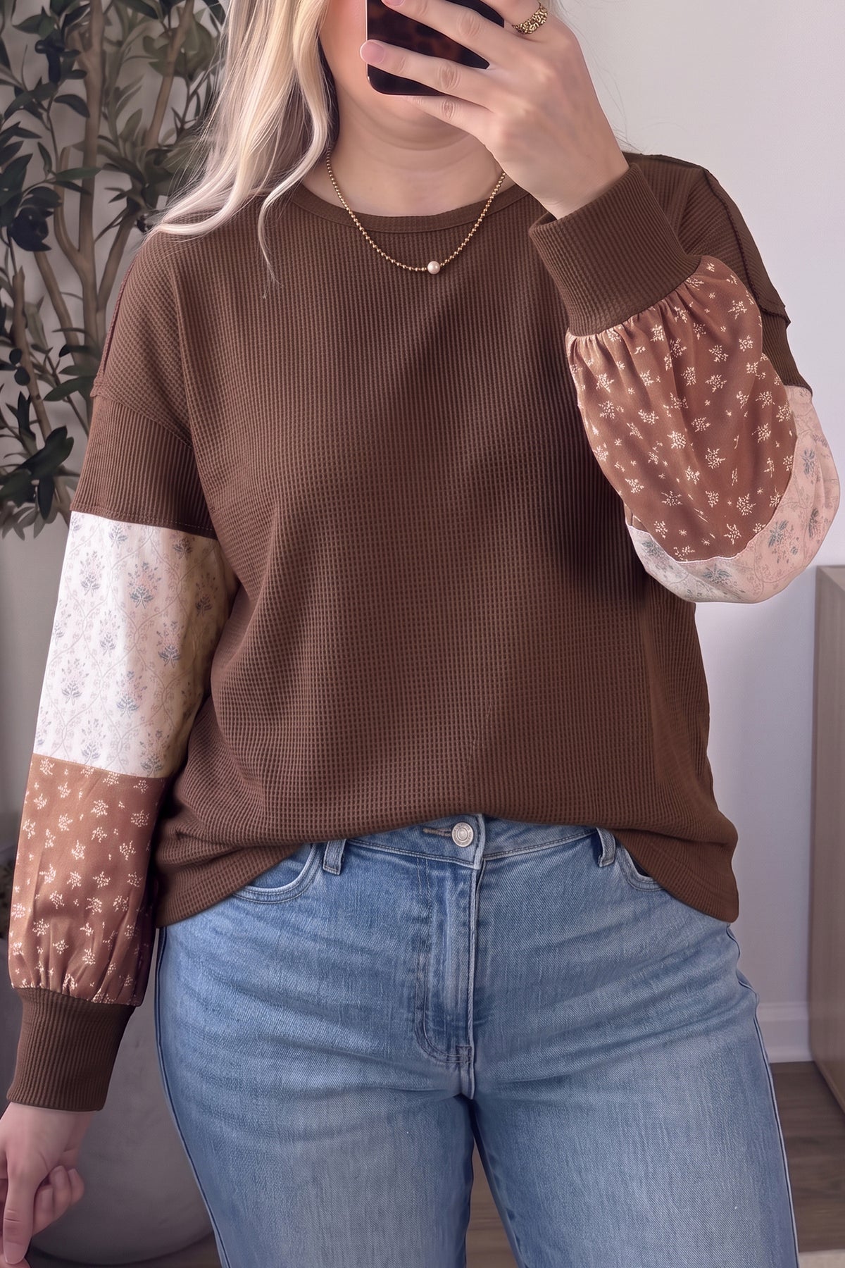 Plus Floral Patchwork Top