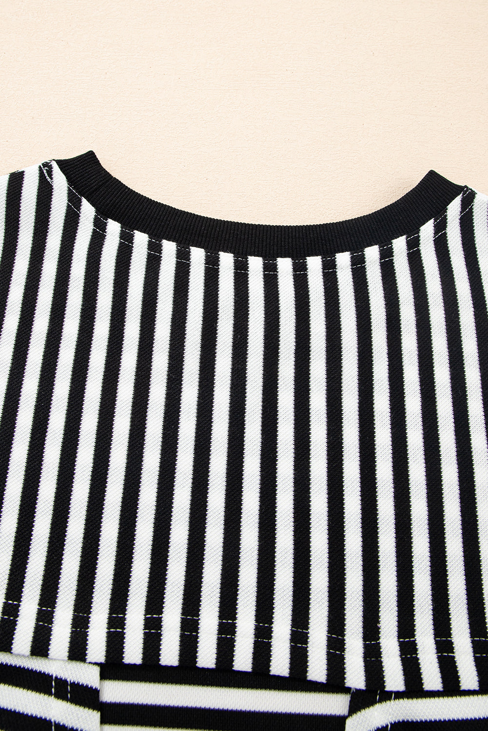 Pink Striped Bowknot Backless Drop Sleeve T-Shirt