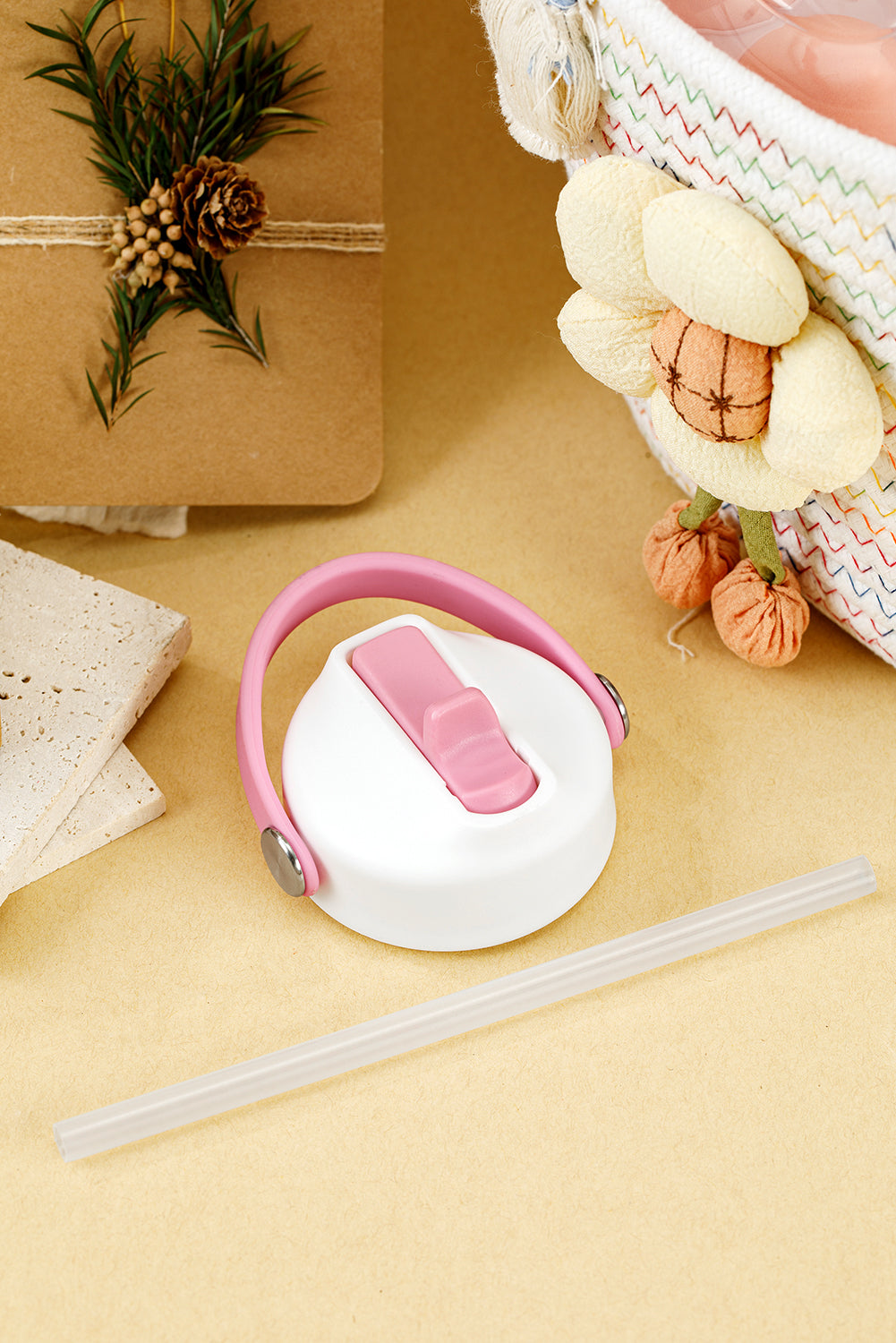 White Bowknot Print Insulated Water Bottle