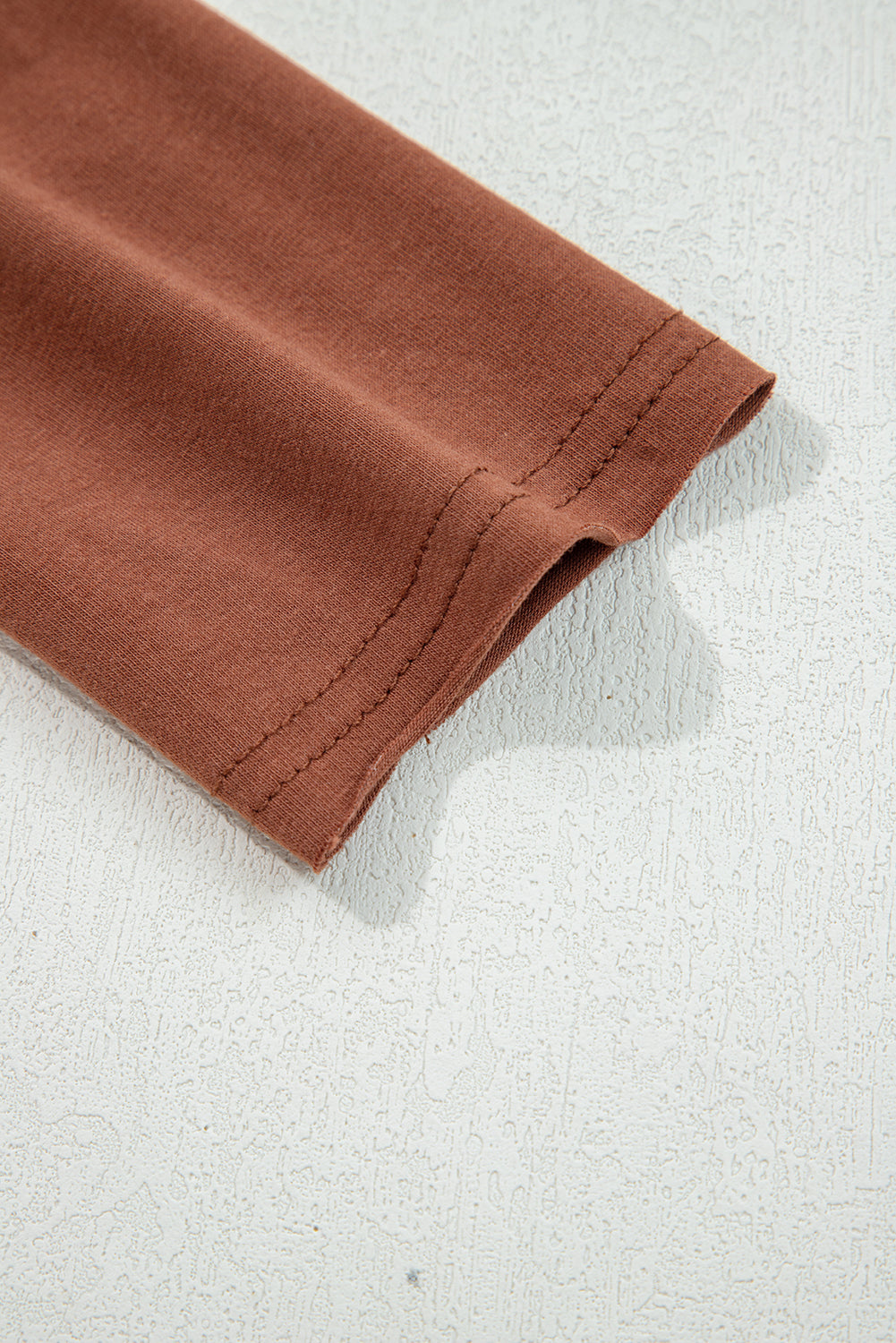 Chestnut Raw Seam Detail Solid Color Long Sleeve Top