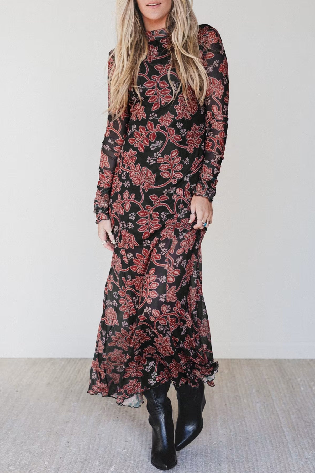 Vintage Bloom Mesh Dress