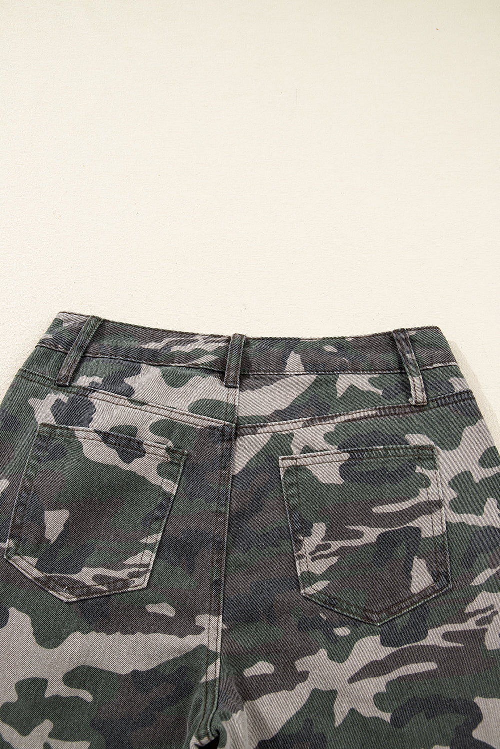 Green Camo Multi Pocket Cargo Wide Leg Jeans