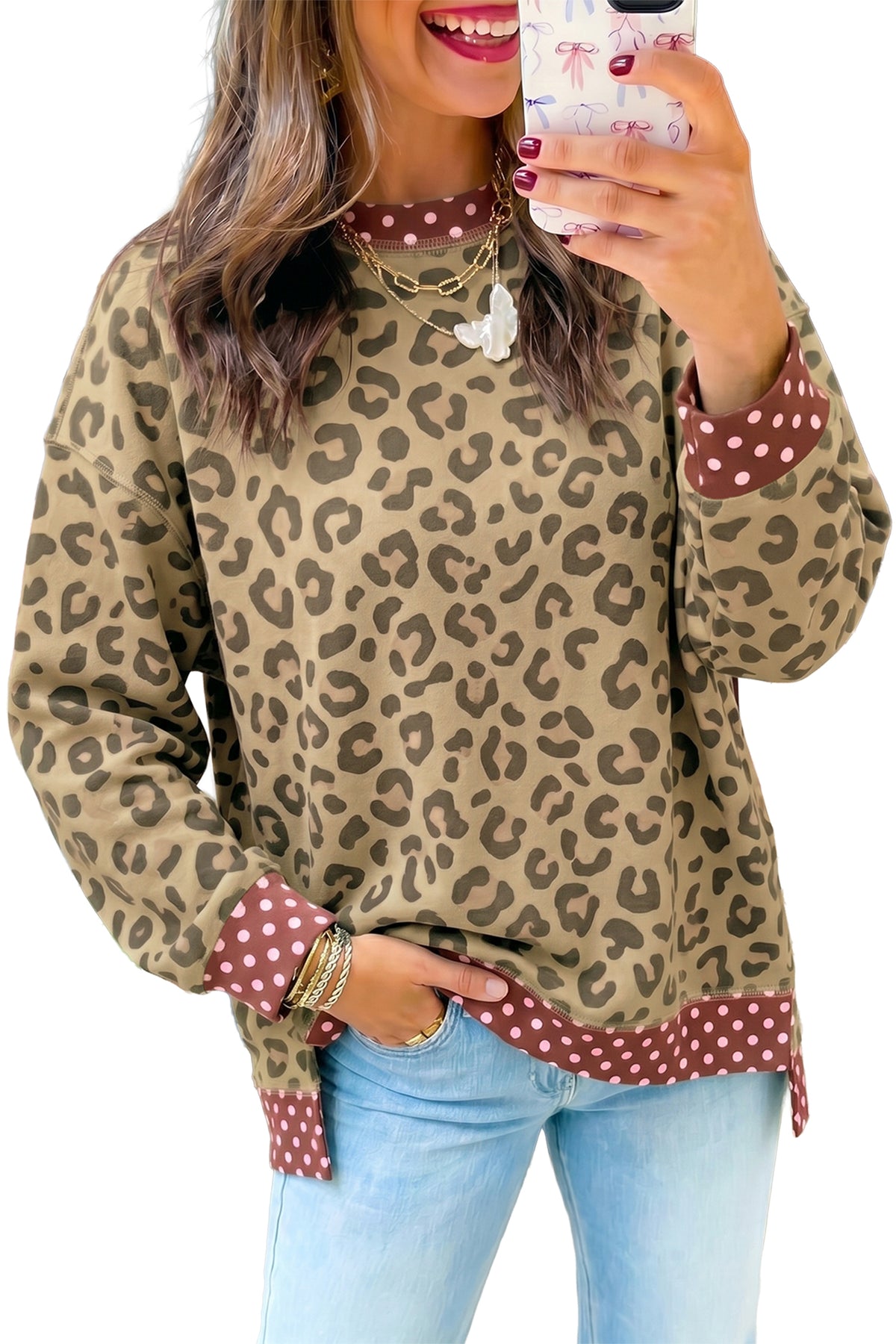 Mocha Leopard Mix Top