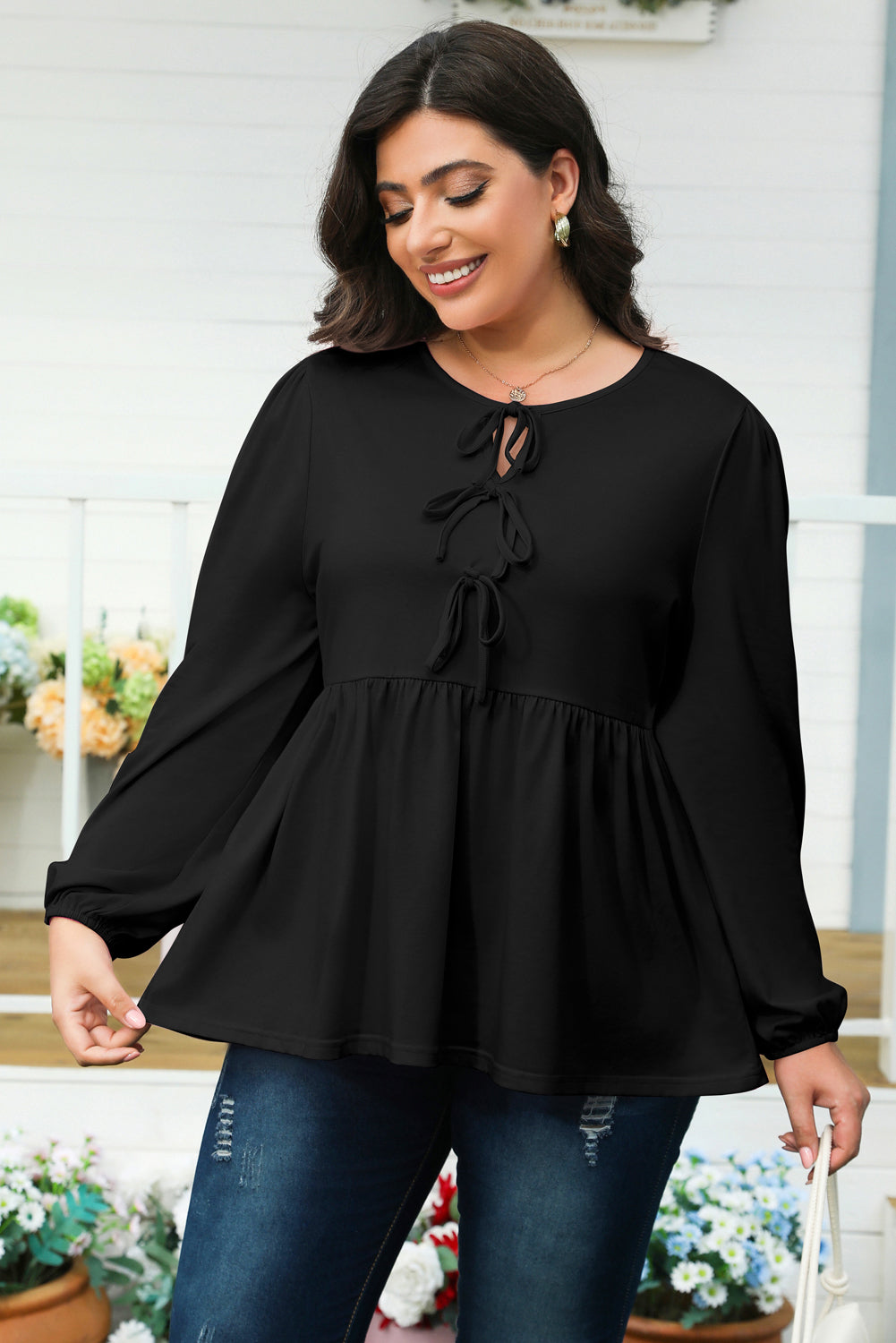 Plus Bow Tie Blouse