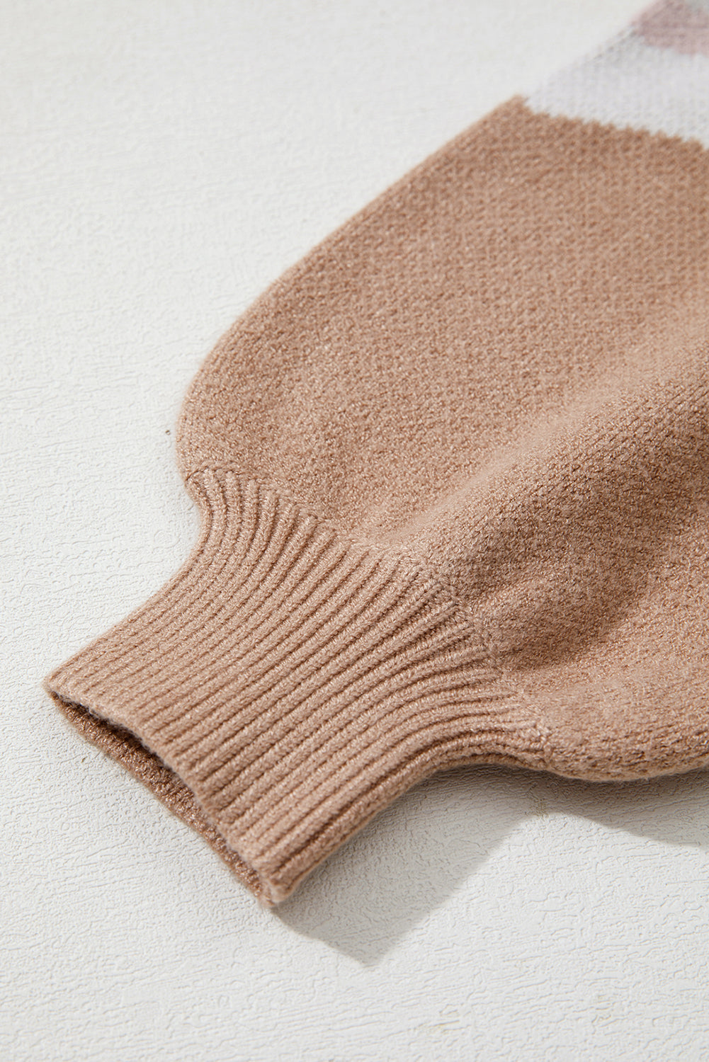 Straw Yellow Leopard Colorblock Patchwork Round Neck Sweater