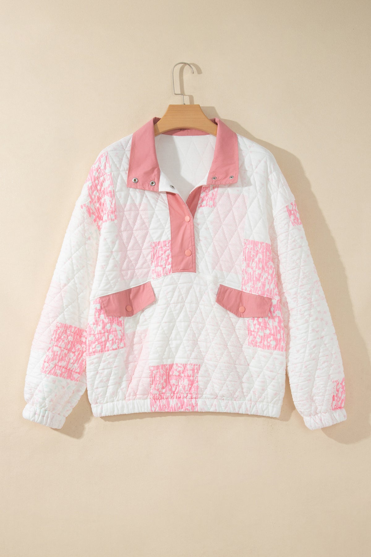 Floral Quilted Henley Pullover