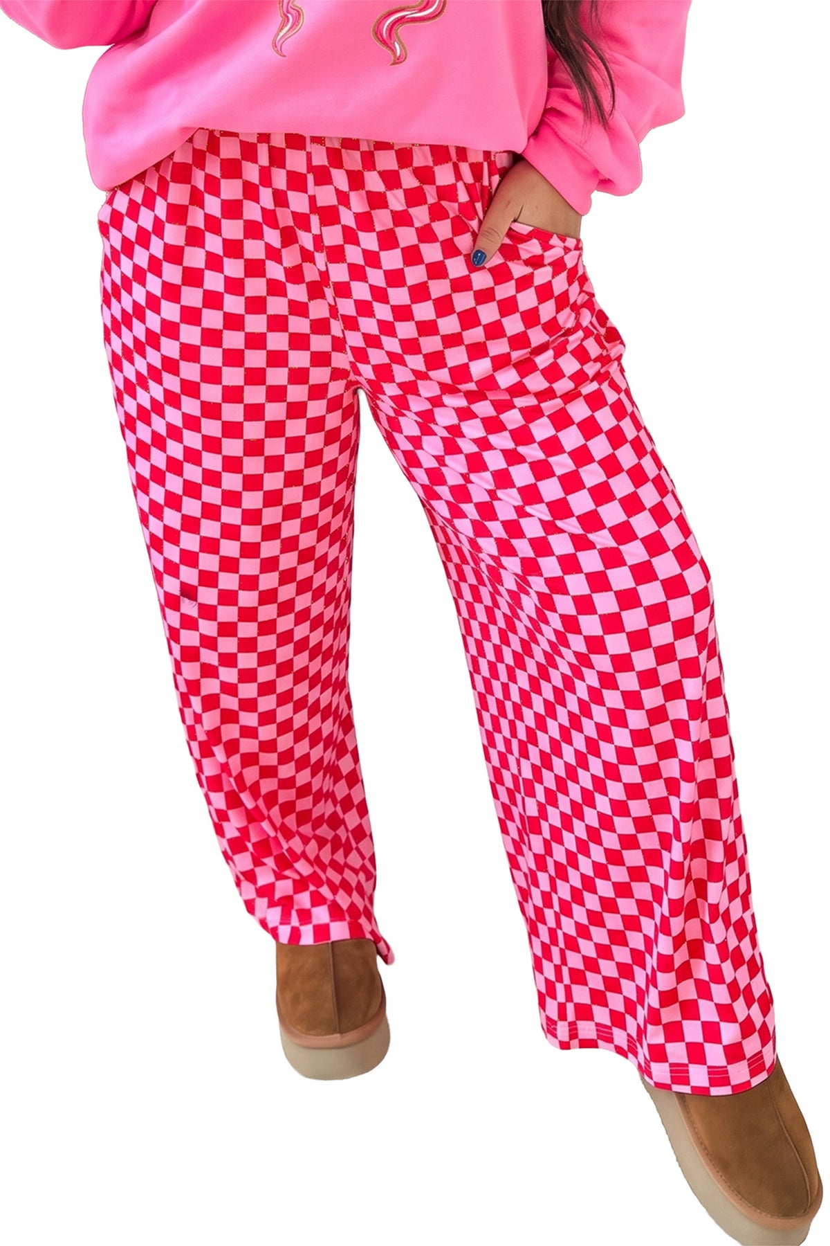 Pink Checkered Plus Pants