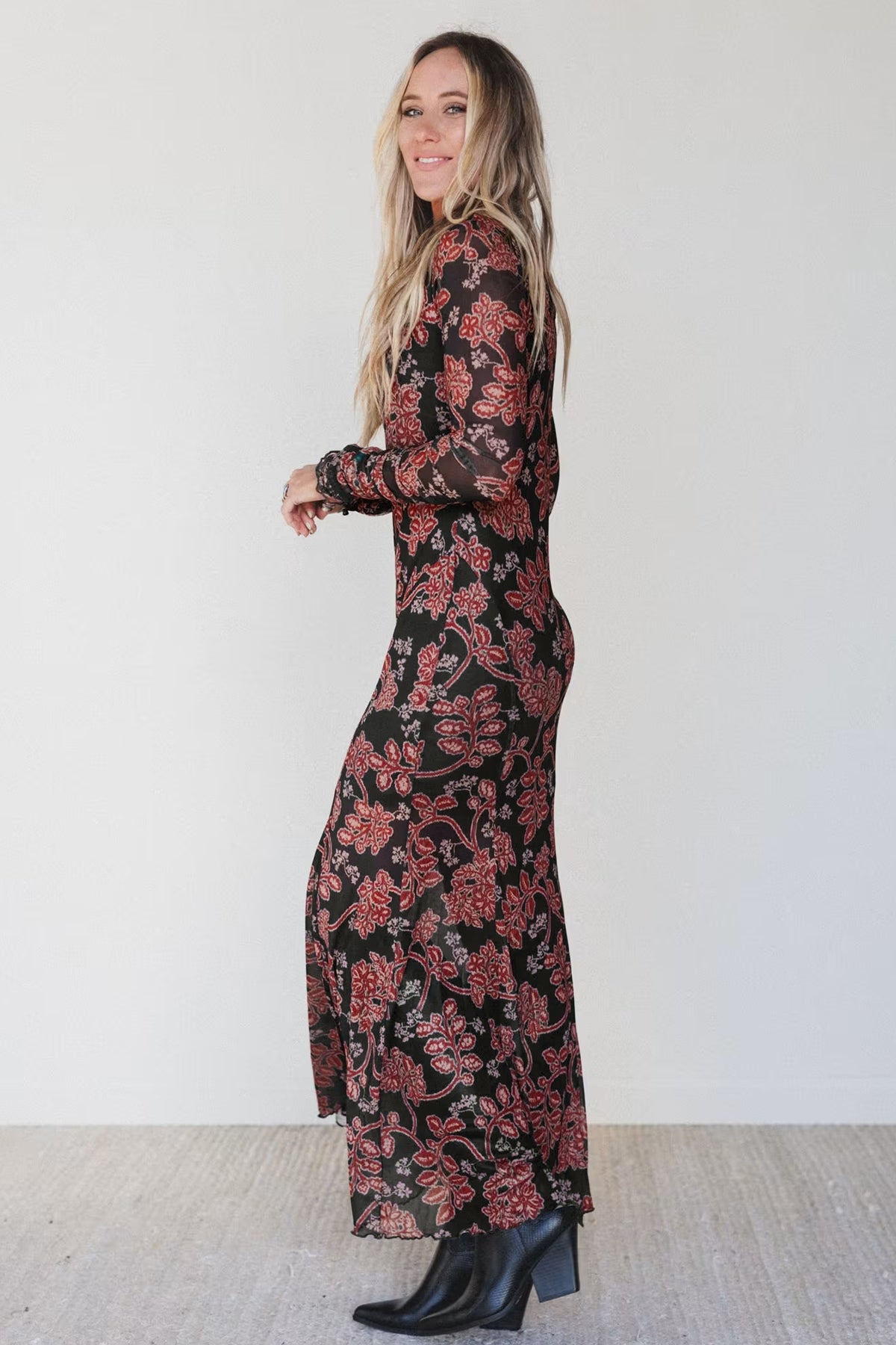 Vintage Bloom Mesh Dress