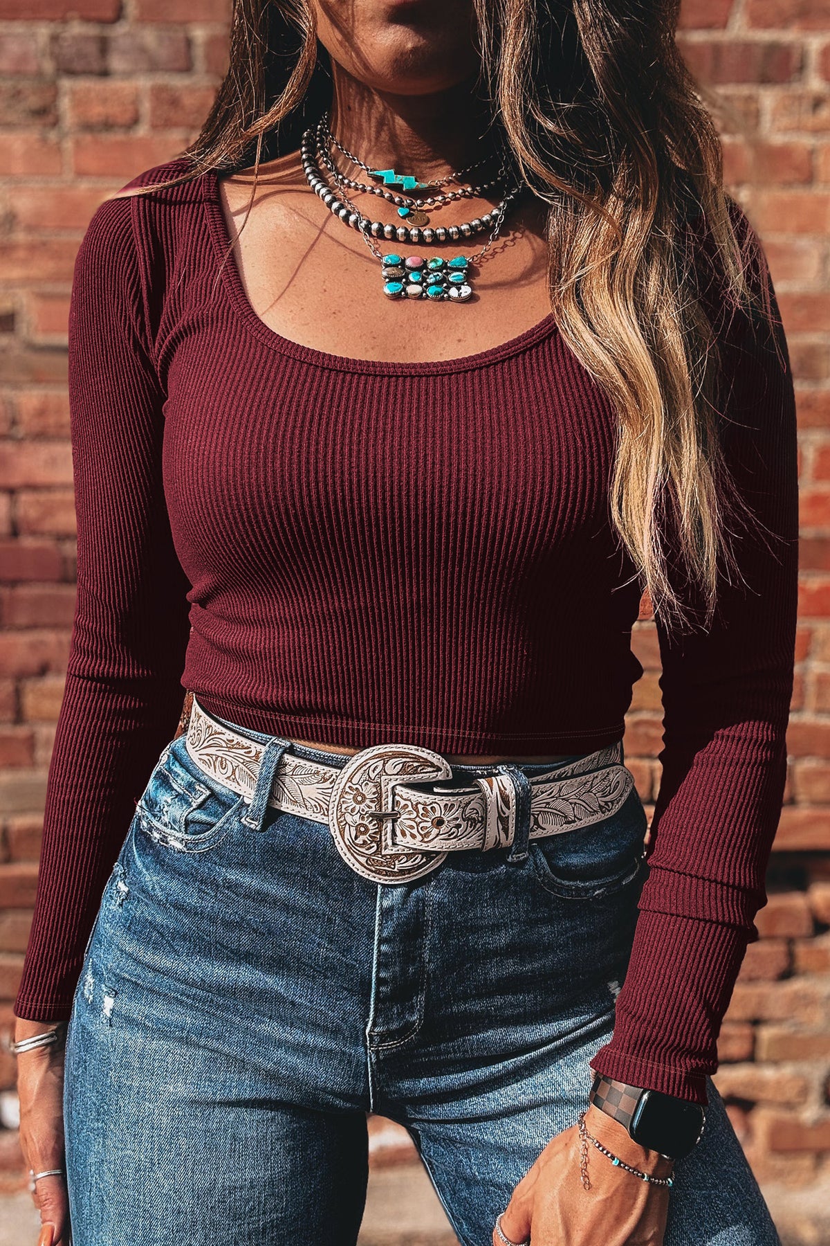 Ribbed U-Neck Crop Top