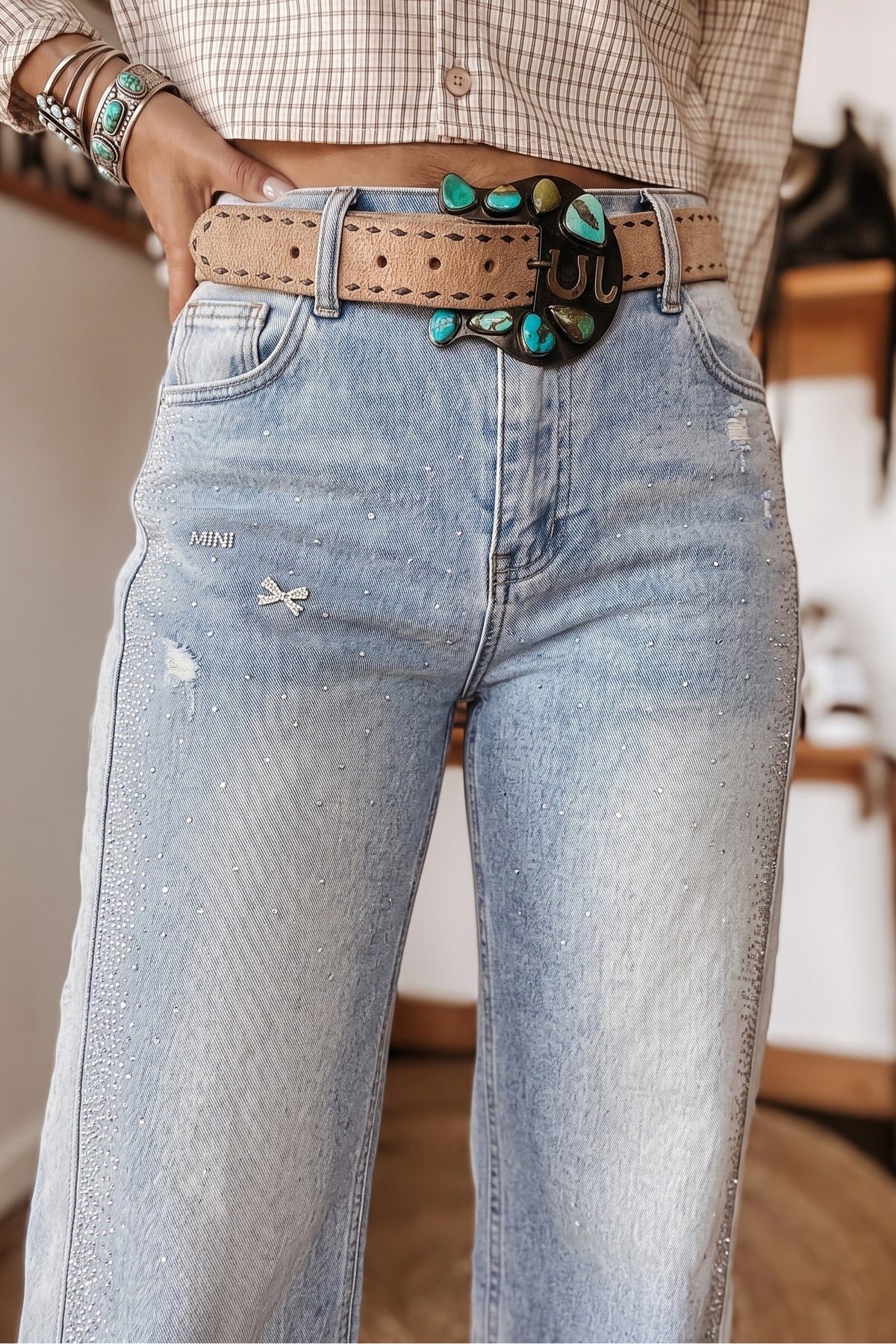 Rhinestone Western Jeans