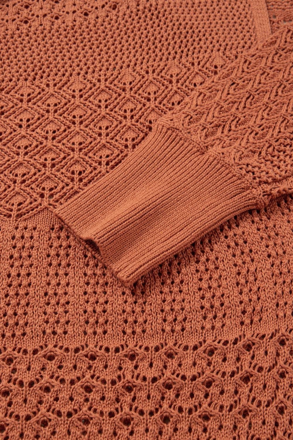 Redwood Burl Mixed Pattern Knitted Open Front Plus Size Cardigan