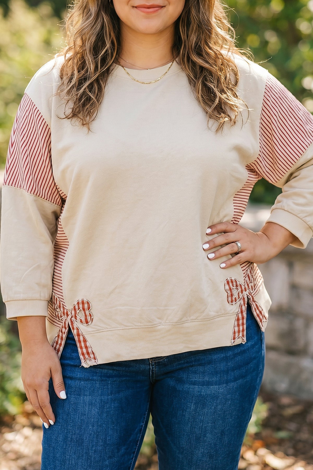 Bow Detail Patchwork Top