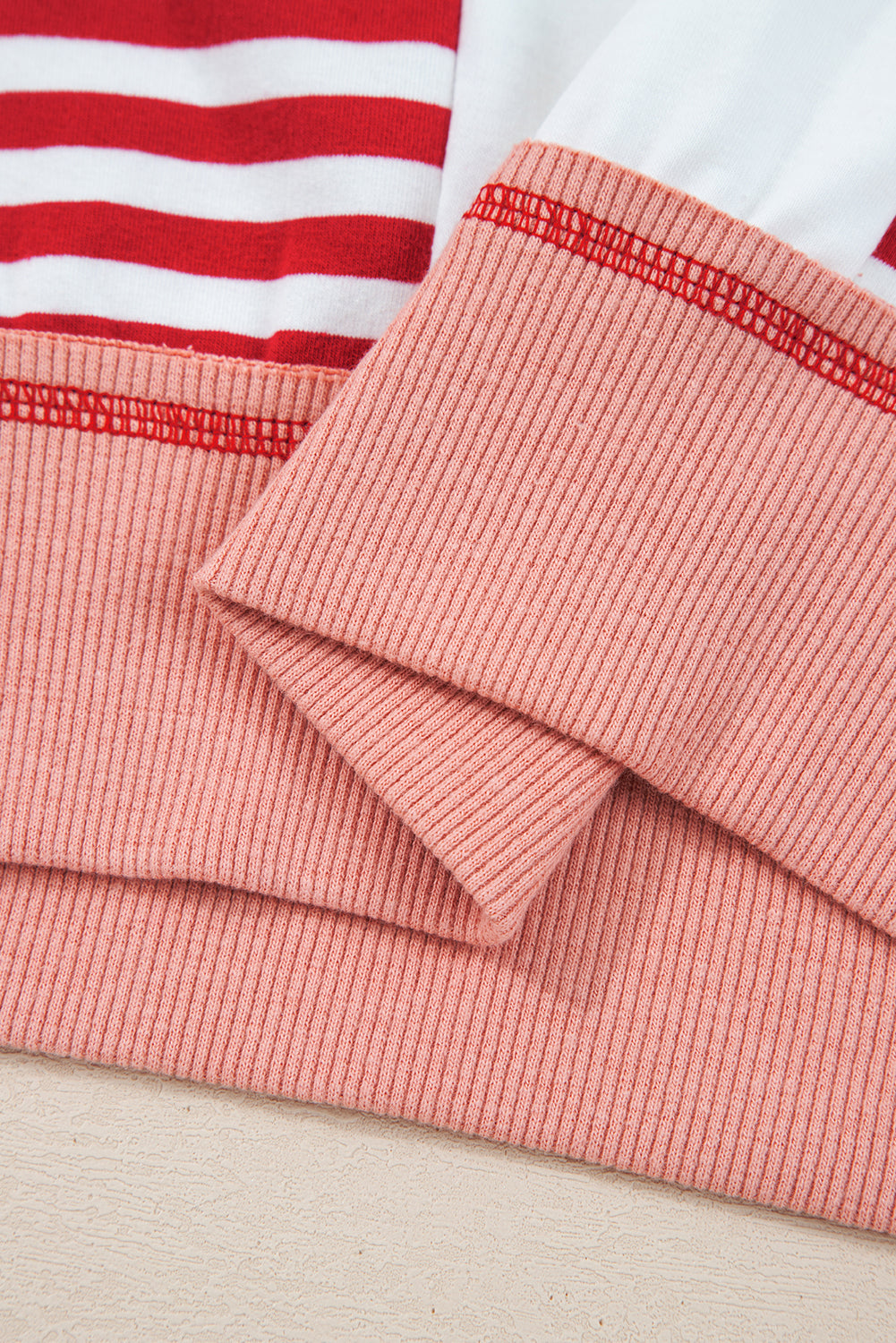 Brown Striped Colorblock Patchwork Oversized Sweatshirt