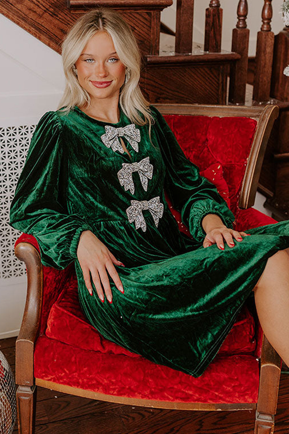 Velvet Bow Mini Dress