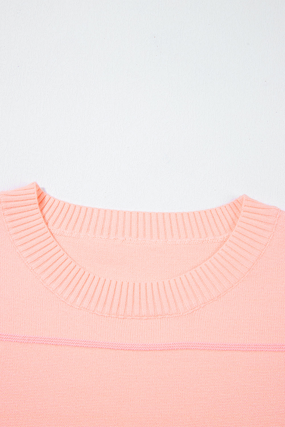 Pink Striped Half Sleeve Drop Shoulder Sweater