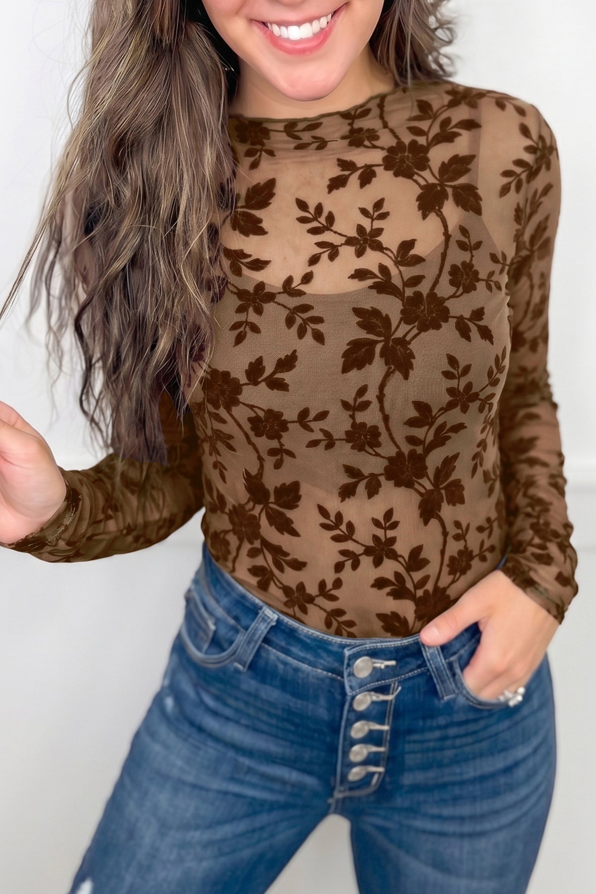 Apricot Bloom Mesh Top