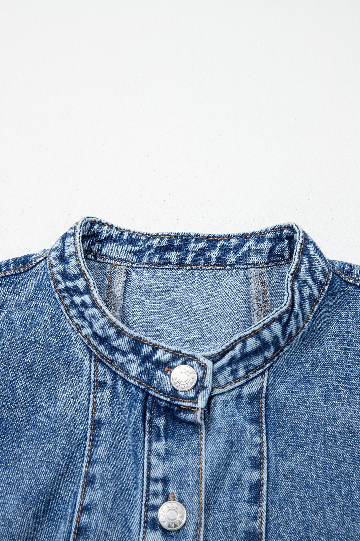 Myosotis Western Belt Button Down Sleeveless Denim Short Dress