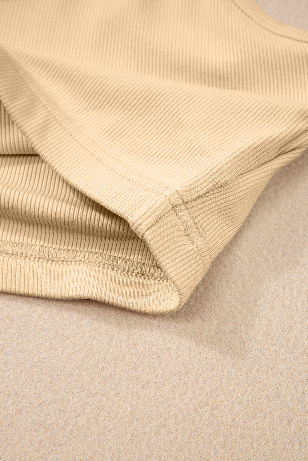 Apricot Solid Color Ribbed Knit Crop Tank Top