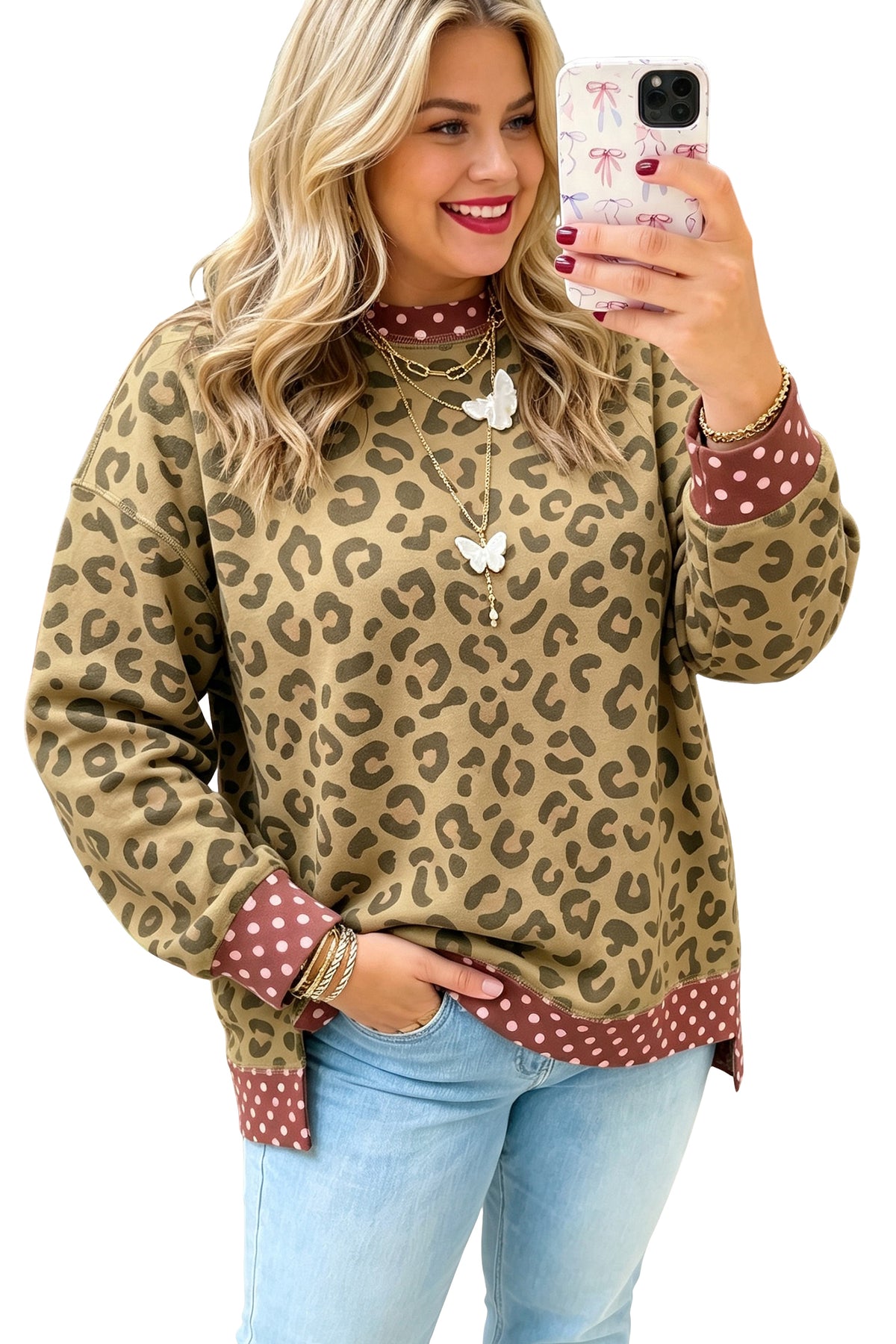 Plus Leopard Dot Top