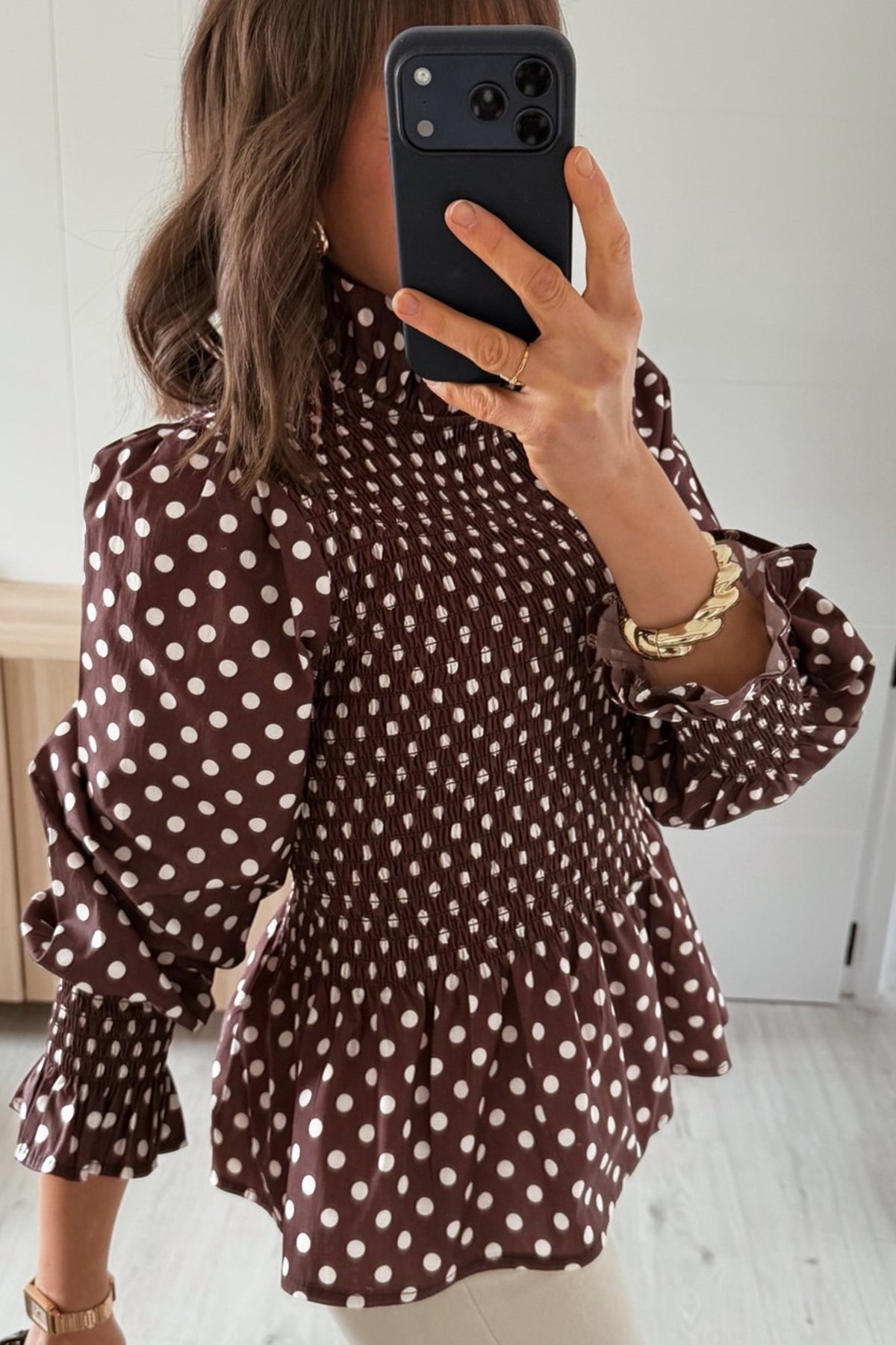 Mocha Dot Blouse