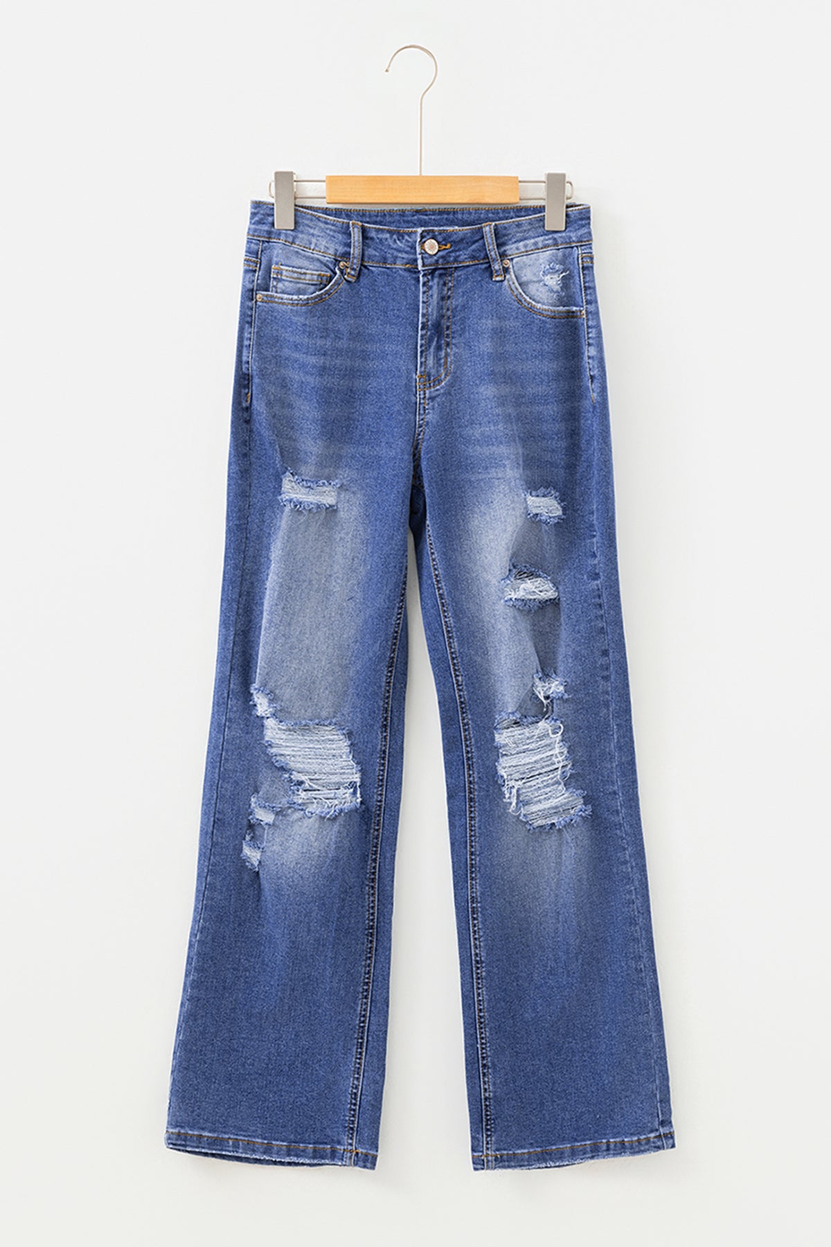 Distressed Straight Jeans